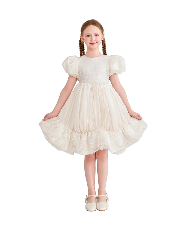 kids atelier tulleen Cream Aurora Glitter Party Dress