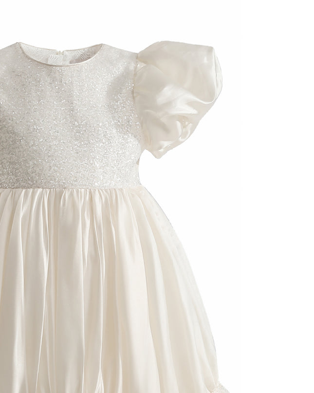 kids atelier tulleen Cream Aurora Glitter Party Dress