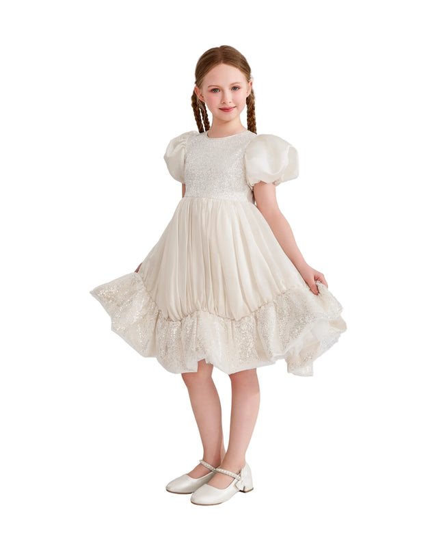 kids atelier tulleen Cream Aurora Glitter Party Dress