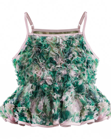 kids atelier tulleen Green Zinnia Textured Skirt Set