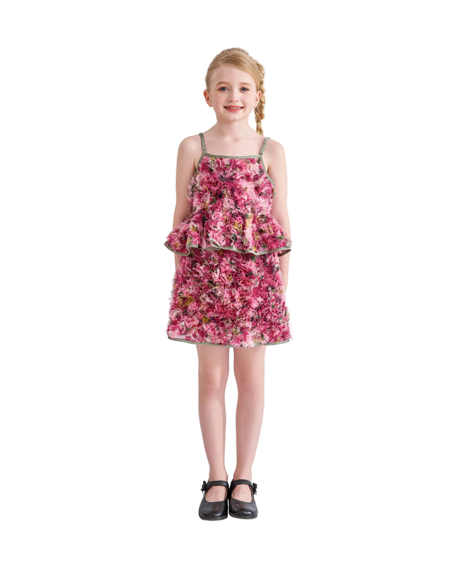 kids atelier tulleen Pink Zinnia Textured Skirt Set