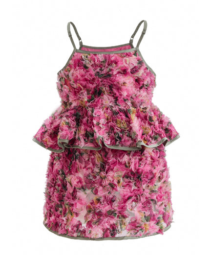 kids atelier tulleen Pink Zinnia Textured Skirt Set