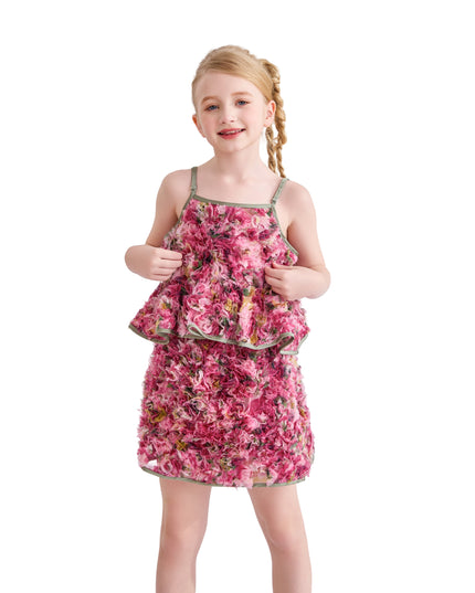 kids atelier tulleen Pink Zinnia Textured Skirt Set