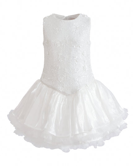 kids atelier tulleen White Soraya Floral Tulle Dress