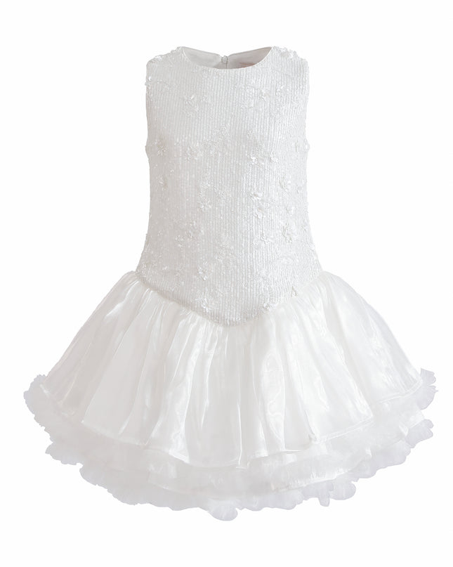 kids atelier tulleen White Arabella Floral Tulle Dress