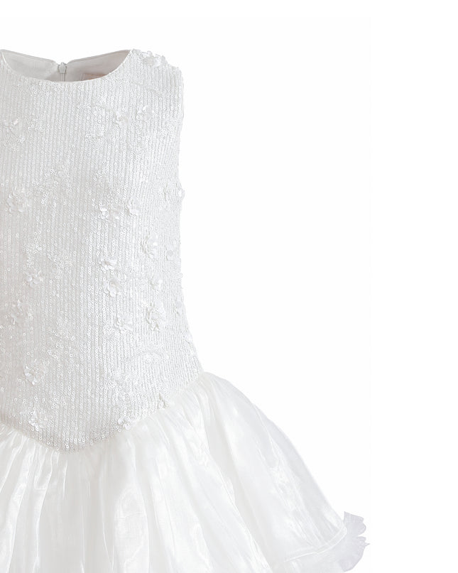 kids atelier tulleen White Arabella Floral Tulle Dress