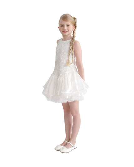 kids atelier tulleen White Soraya Floral Tulle Dress