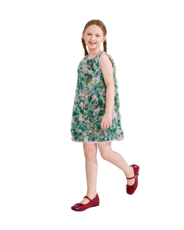 kids atelier tulleen Green Sylvie Floral Textured Dress