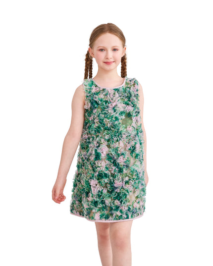 kids atelier tulleen Green Sylvie Floral Textured Dress