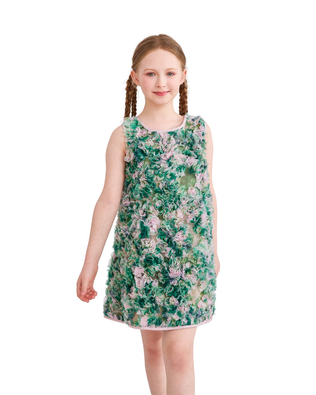 kids atelier tulleen Green Sylvie Floral Textured Dress