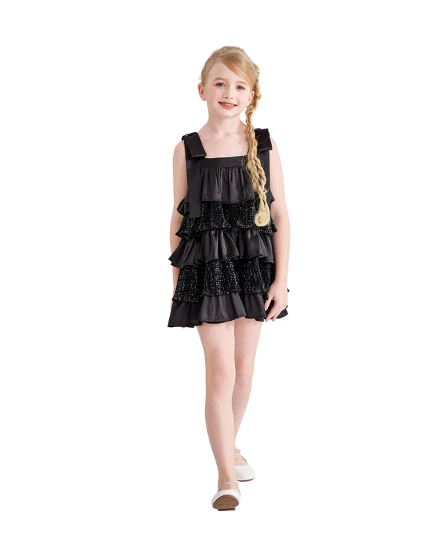 kids atelier tulleen Black Bellamy Ruffle Sequin Dress