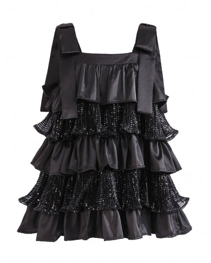 kids atelier tulleen Black Bellamy Ruffle Sequin Dress