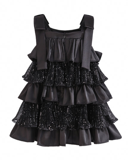 kids atelier tulleen Black Bellamy Ruffle Sequin Dress
