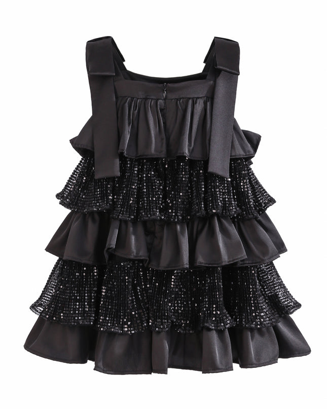 kids atelier tulleen Black Bellamy Ruffle Sequin Dress