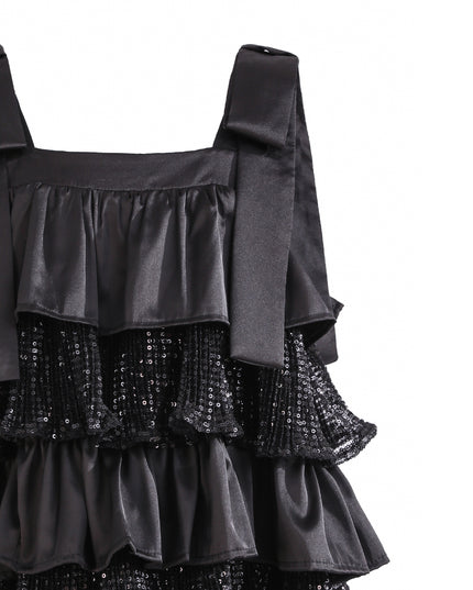 kids atelier tulleen Black Bellamy Ruffle Sequin Dress