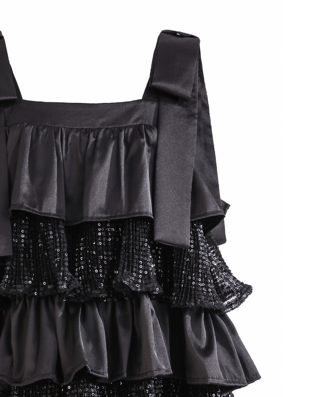 kids atelier tulleen Black Bellamy Ruffle Sequin Dress