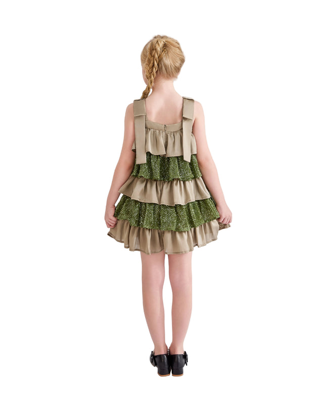 kids atelier tulleen Green Bellamy Ruffle Sequin Dress