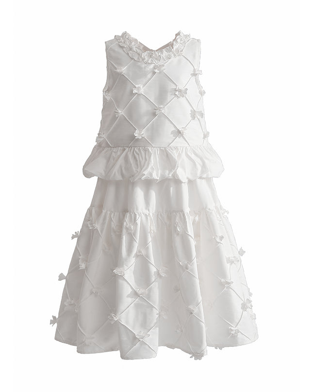 kids atelier tulleen White Lucienne Quilted Skirt Set