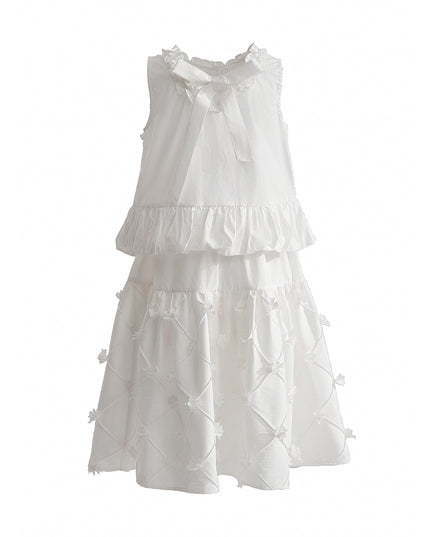 kids atelier tulleen White Lucienne Quilted Skirt Set