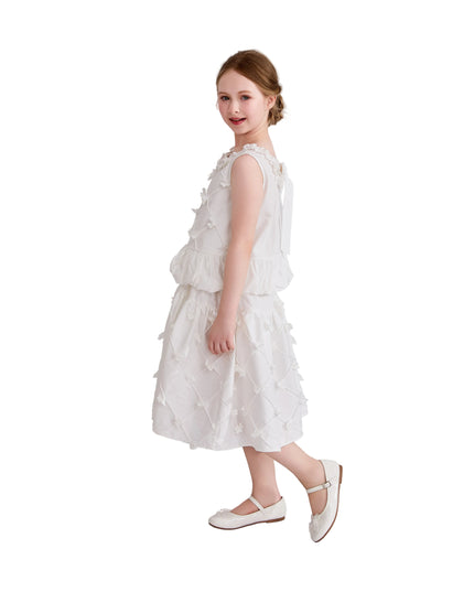 kids atelier tulleen White Lucienne Quilted Skirt Set