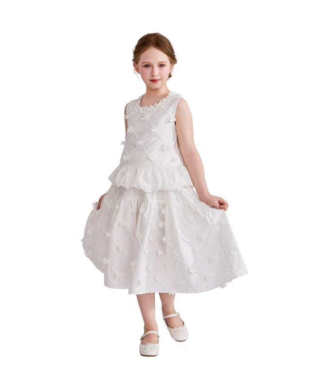 kids atelier tulleen White Lucienne Quilted Skirt Set