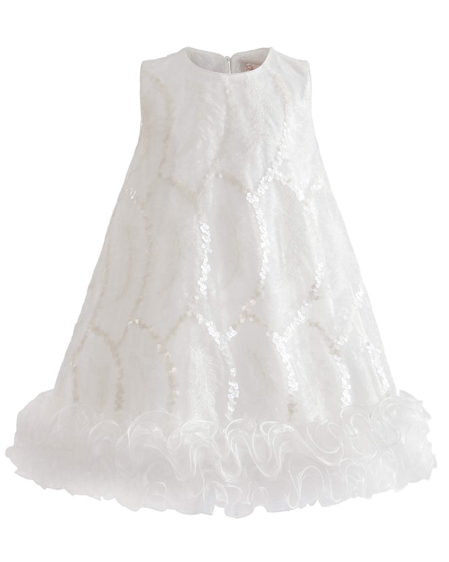 kids atelier tulleen White Fiora Ruffle Sequin Dress