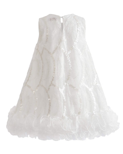 kids atelier tulleen White Fiora Ruffle Sequin Dress