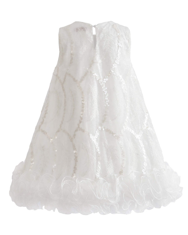kids atelier tulleen White Fiora Ruffle Sequin Dress
