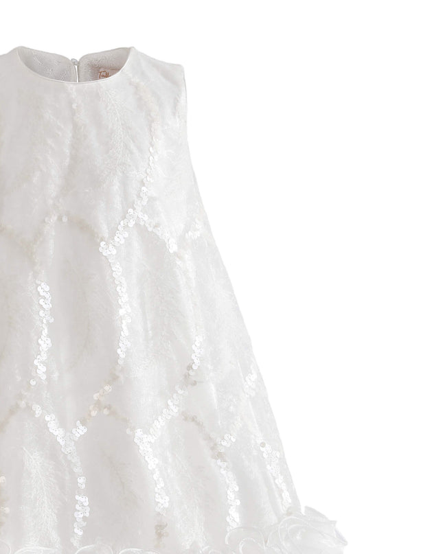 kids atelier tulleen White Fiora Ruffle Sequin Dress
