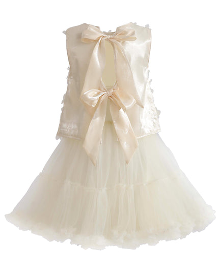 kids atelier tulleen Ivory Amorette Floral Appliqué Top and Dress Set