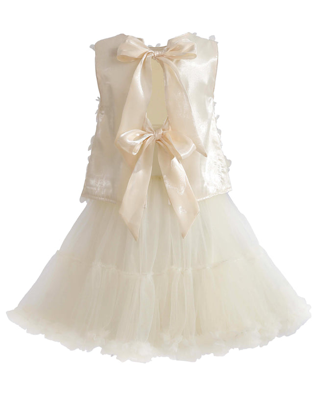 kids atelier tulleen Ivory Amorette Floral Appliqué Top and Dress Set