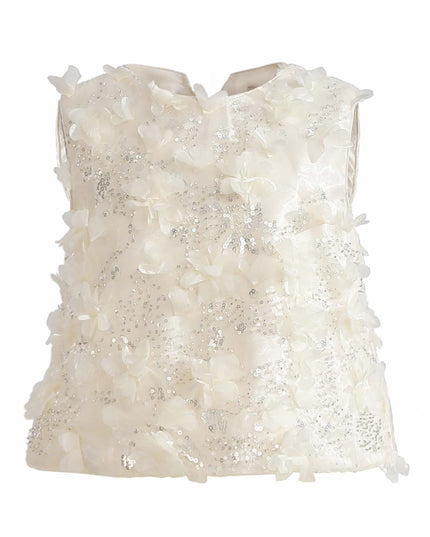 kids atelier tulleen Ivory Amorette Floral Appliqué Top and Dress Set