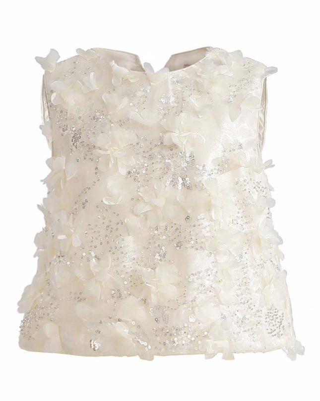 kids atelier tulleen Ivory Amorette Floral Appliqué Top and Dress Set