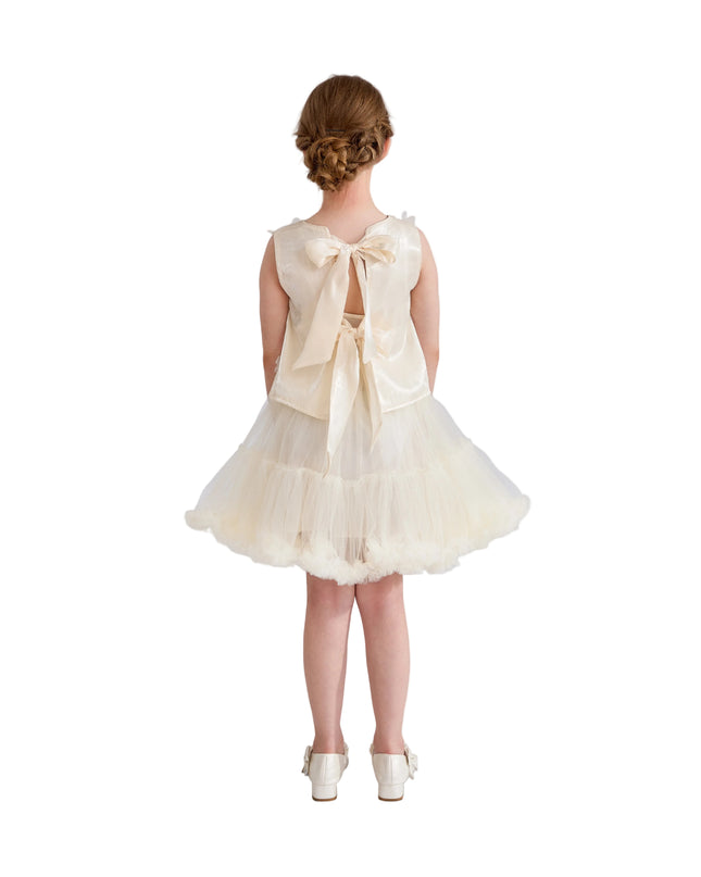 kids atelier tulleen Ivory Amorette Floral Appliqué Top and Dress Set