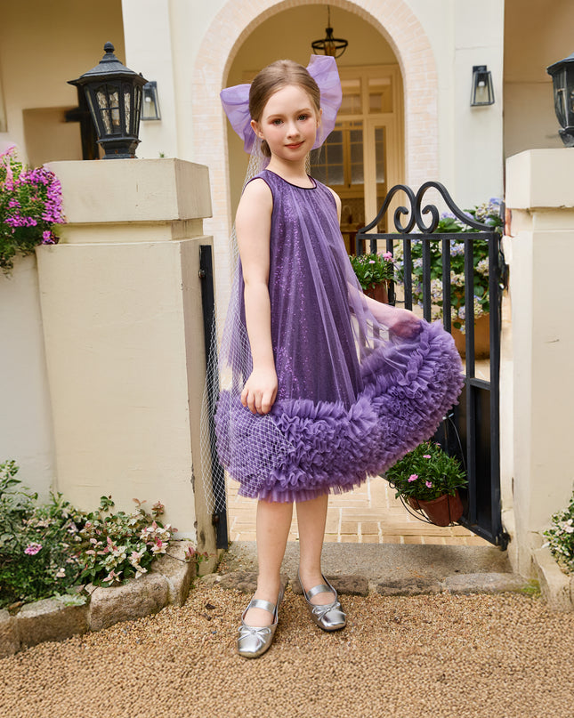 kids atelier tulleen Purple Serenata Glitter Tulle Dress