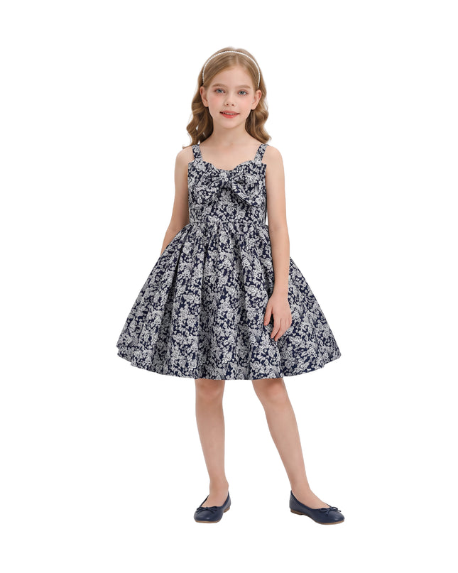 kids atelier tulleen Blue Danica Floral Bow-Front Dress