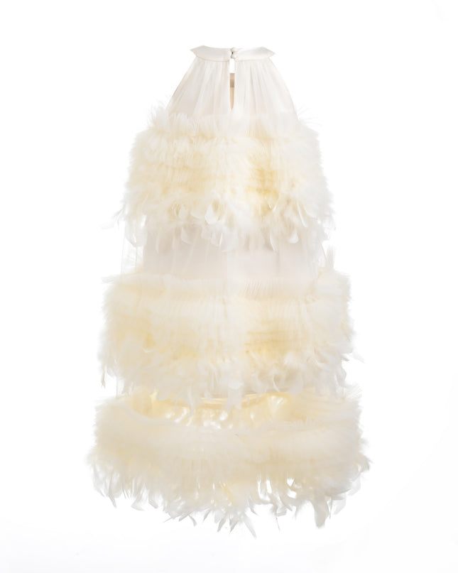 kids atelier tulleen Cream Delara Feathered Tiered Dress