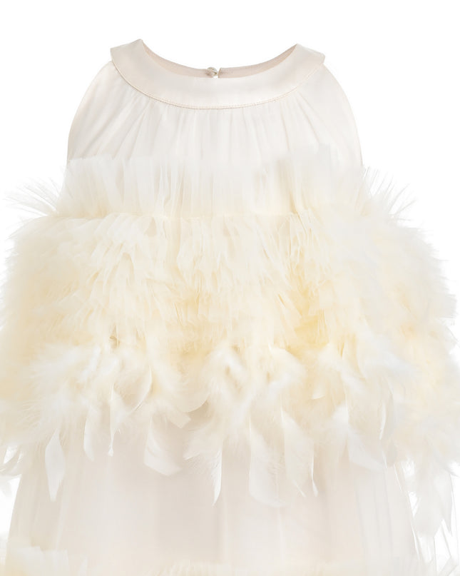 kids atelier tulleen Cream Delara Feathered Tiered Dress