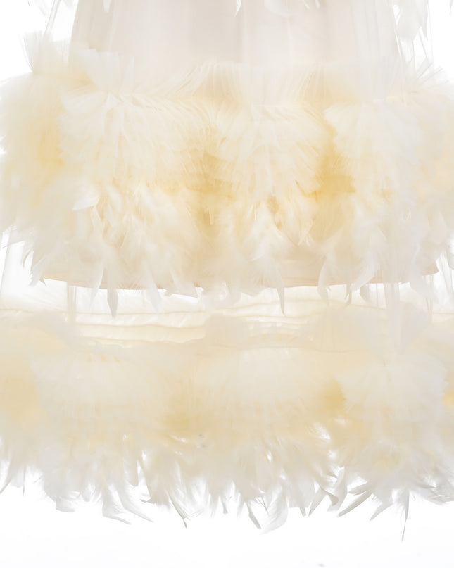 kids atelier tulleen Cream Delara Feathered Tiered Dress