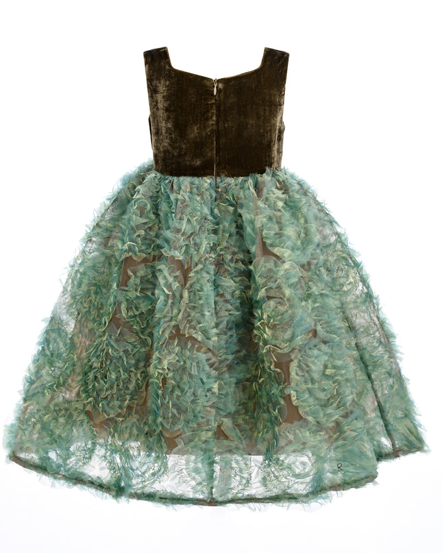 kids atelier tulleen Green Bellina Velvet Tulle Dress
