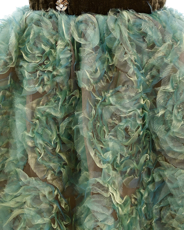 kids atelier tulleen Green Bellina Velvet Tulle Dress