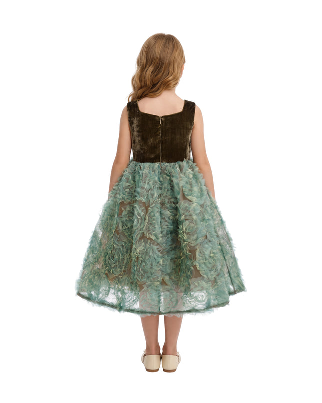kids atelier tulleen Green Bellina Velvet Tulle Dress