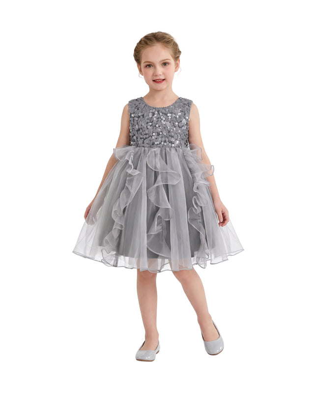 kids atelier tulleen Gray Leonora Sequin Tulle Dress