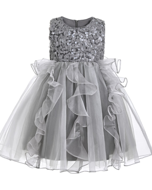 kids atelier tulleen Gray Leonora Sequin Tulle Dress