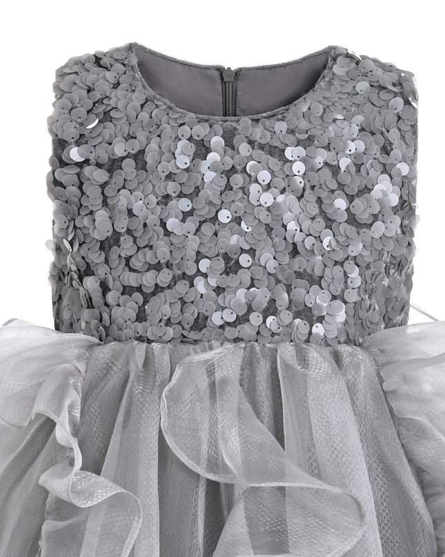 kids atelier tulleen Gray Leonora Sequin Tulle Dress