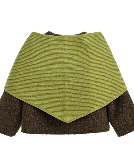 kids atelier tulleen Brown Wool Shawl Coat Set