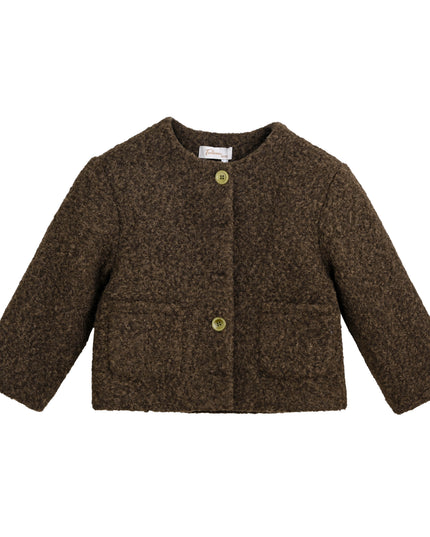 kids atelier tulleen Brown Wool Shawl Coat Set