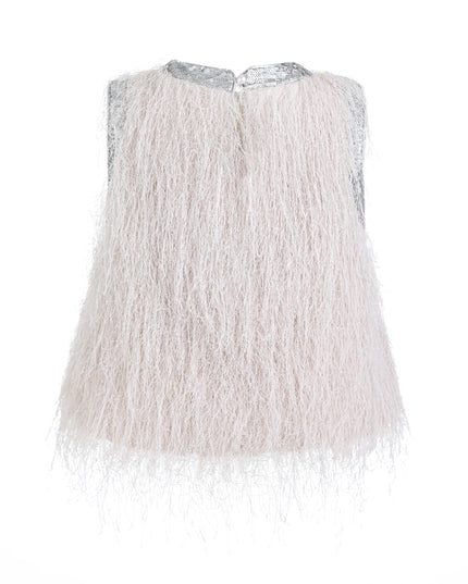 kids atelier tulleen Cream Yara Feathered Skirt Set