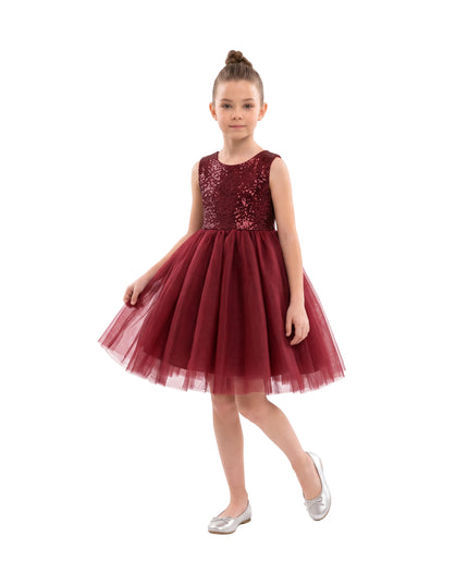 kids atelier tulleen Red Alina Sequin Tulle Dress