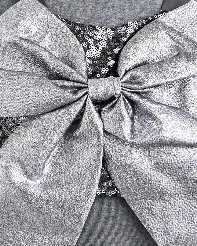 kids atelier tulleen Gray Melina Bow Ruffle Set